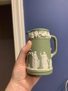Wedgewood Green Jasperware Relief Pitcher